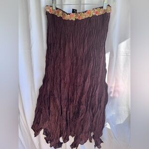 Chaudry KC Bohemian‎ Maxi Skirt with Embellished Waist Burgandy Size Large NWT
